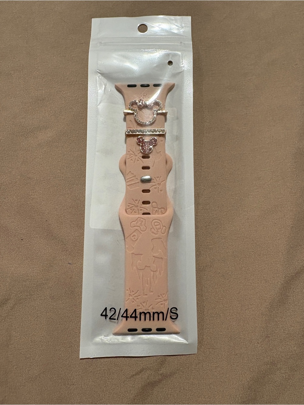Pink Silicone Watch Band with Decorative Charms - Unbranded